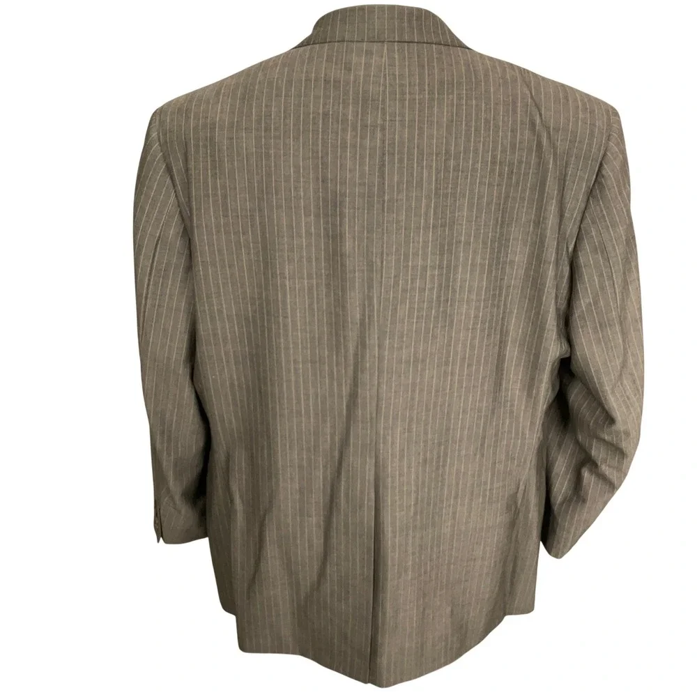 Tom James Suit Men 48R 40W Gray Pinstripe Bespoke Filo A Mano Holland Sherry